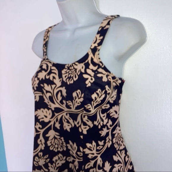 It Figures One Piece Plus Size Swimsuit 18W Tan Navy Blue - Picture 2 of 6